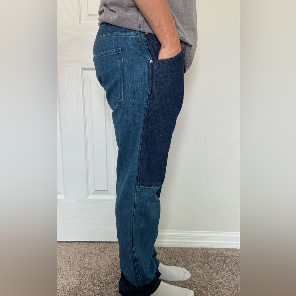 Helmut Lang Dark And Light Blue Patchwork Jeans - image 2